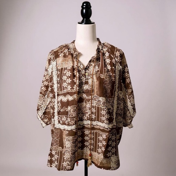 Brown Oversized Floral Women's Top - Picture 6 of 8